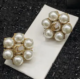 Luxury Elegant Designer Letter Stud Earring Crystal Geometric Women Rhinestone Pearl Wedding Party Jewerlry Accessories 20Style