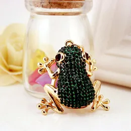 Keychains Woman Car Accessories Green Frog Rhinestone Pendant Keychain DIY Key Rings Crystal Animal Chains Jewelry Gift