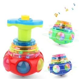 Spinning Top 1Pcs Glutinous Gyroscope Bagged Round Luminous Toy Light Music Rotating Gyro Random Color 230616