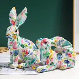 Decorative Objects Figurines Nordic Creative Rabbit Decoration Animal Decoration Home Living Room Entrance Study Decoration Crafts 230616