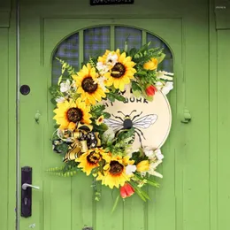 Decorative Flowers Beautiful Door Garland Pendant Fine Workmanship Long Lasting Bright Color Hanging Home Supply