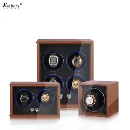 Watch Boxes Cases Embers Luxury 1 2 4 Slot Watch Winder Wooden Vibration Watch Box Automatic Winder Storage Box Mabuchi Motro 230617