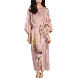 Kadın pijama kadınları saten kimono düğün nedime robe bayanlar v boyun yarım kol giyinme elbisesi uzun zarif gecelik yaz dhq0m