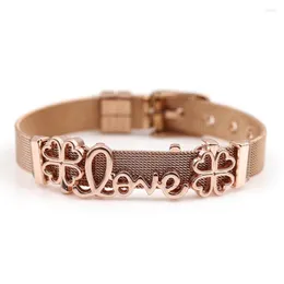 Charm Bracelets Seialoy Rose Gold Color Stainless Steel Mesh Watch Belt For Men Water Lucky Letter LOVE Beaded Bracelet Bangle