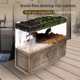 Pumpar akvarium skrivbord litet filter fiskbehållare supervit plast betta fisk tank fritt vatten ändra liten fisk tank akvarium accessori