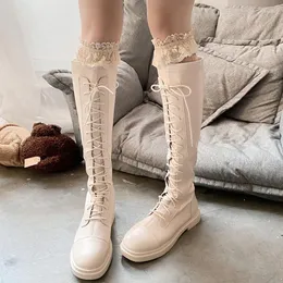 Calcetines de mujer niñas malla de encaje estilo japonés JK estudiante doncella encantador pantorrilla Harajuku uniforme