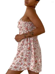 Sukienki zwyczajne SoliLoquy - Minivestido con estampado Floral Para Mujer Cuello en v sin mangas espalda descuberta vestido corto