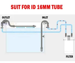 إكسسوارات Sunsun Inlet Outlet Connector Kit Flowow Outflow Frade Pare for 12mm 16mm Id Tube HW Series External Filter Aquarium Fish Tank