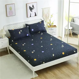 Set Fashion Starry Sky Pattern Mattress Cover Fitted Bed Sheet Set Soft Sanding Allaround Elastic Band Dustproof Bedsheets 150x200