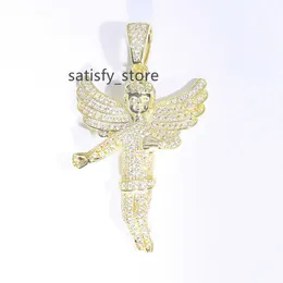 RTS Hiphop Angel Pendant Color D Moissanite Diamond Sterling Silver Colence Pendet для кубинской цепи