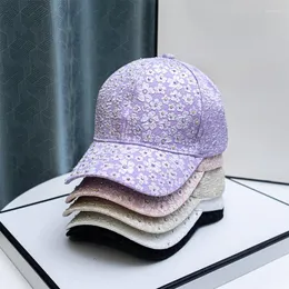 Ball Caps Sommer Frauen Strass Baseball Kappe Blume Stickerei Hüte Weibliche Snapback Mode Designer Sonnenhut Hip Hop Y2k Erreichte