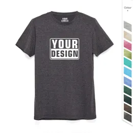 Özel Tri Karışım Bizi Boş Boş Yumuşak 50 Polyester Pamuk 25 Rayon Tasarım Baskı OEM Gym Giyim Adamı Unisex Sade T Shirt