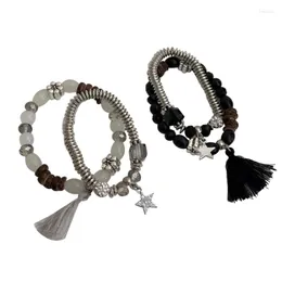 Link bransoletki 2PCS Star Bransoletka Vintage biżuteria ręcznie robiona koralika dla miłośników par
