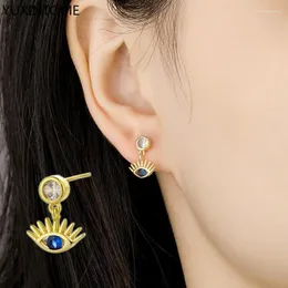 Studörhängen Yuxintome 925 Sterling Silver Needle Zircon Minimalist Zirconemon Eye Hoop For Women Jewelry Accessories Gift Girl