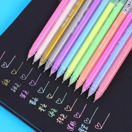 Markera färghandkonto söta markör 12 svart kartong diy graffiti gel penna pastell highlighter set papeterie