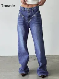 Jeans tawnie 2022 outono vintage baggy jeans mulher casual calças de cintura alta streetwear calças largas haruku mãe jeans y2k