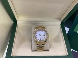 Z oryginalnymi zegarkami mody Boxluxury najwyższej jakości 18K Białe Diamentowe Diamentowe Diamentowe ramki 18038 Watch Automatic Męska zegarek