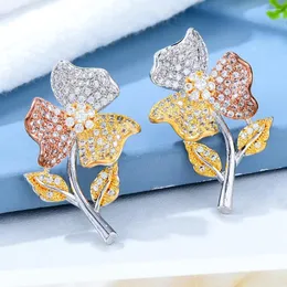 Stud Earrings Missvikki Flowering Branch Jewelry Cubic Zirconia 3 Colors Bridal Women Wedding Engagement Anniversary