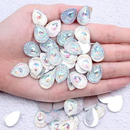 Nail Art Decorations Drop Shape 13x18mm Big Strass 15g About 40pcs Resin Rhinestones Flat Back For Crafts Scrapbooking DIY Clothes Shoes