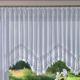 Curtains European Style Lace Arch Transparent Curtains White Polyester Knitted Semishading Large Size Kitchen Bedroom Home Decoration