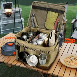 Outdoor Gadgets Camping Meal Bag Large Storage Lamp Tableware Tool Picnic Camp Travel 230617