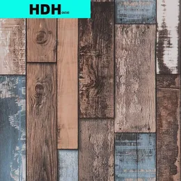 Adesivos de parede papel de parede madeira azul-petróleo Stick and Peel Shiplap Paper autoadesivo Contato decorativo vintage removível à prova d'água 230617