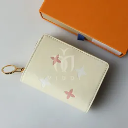 Luxury Zipper Short Designer Wallet Womens Old Flower Letter Wallet Keychain Handbag MINI Card Wallet with Box