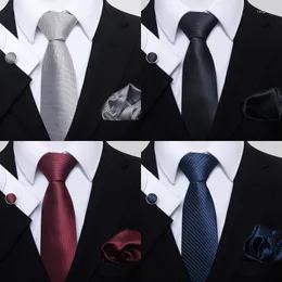 Bow Ties födelsedagspresent arbetsplats slips hanky manschettknapp set solid svart röd blå slips formell kläder tryckt fars dag