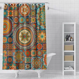 Curtains Mandala Pattern Shower Curtains Psychedelic Flower Bathroom Curtain with Hooks Waterproof Fabric Bath Curtain Home Decoration