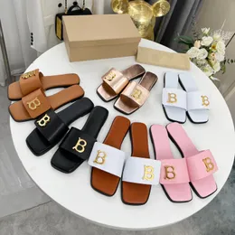 2023 Designer Men's slippers Women's Fashion Letters BUR Slippers Luxury Summer Ladies Flat rubber sandals Beach shoes Sizes 35-43