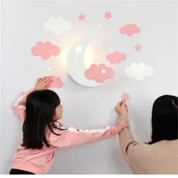 Wall Lamps Children's Room Stars Moon Clouds Lamp Cute Girls Bedroom Deco Kids Bedside Creative Diy Cartoon Sleeping Night Light