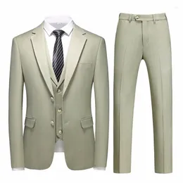 Ternos masculinos Plyesxale terno listrado verde claro masculino blazer calças colete 3 peças conjunto masculino negócios casual moda casamento para Q1366