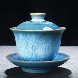 Teaware 175ml cerâmica porcelana gaiwan teaware kung fu conjunto de chá xícara de chá tigela grande conjunto de chá porcelana branca três talentos tigela