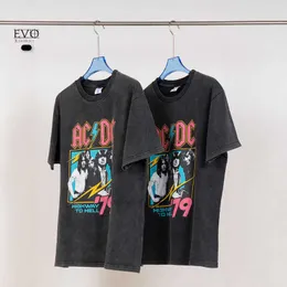 AC/DC Band Surrounding Heavy Metal American Street Vintage Kurzarm-T-Shirt für Herren mit lockeren FOG-Halbärmeln