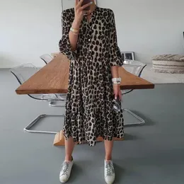 Kleider 2022 Neues Design Gute Qualität Fabrik Preis Mode Heißer Verkauf frauen Leopard Print MidSleeve Lange Gedruckt Kleid