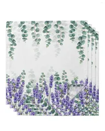 Servilleta de mesa 4 Uds. Eucalipto hojas rústicas flor lavanda cuadrado 50cm tela de decoración de boda servilletas de cocina