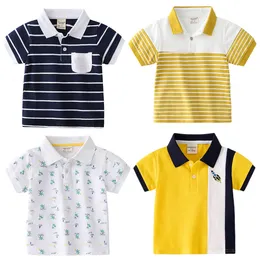 Polos Summer Style Kids Boys Shirts Cotton Print Polo Collar Short Sleeved Tops Fashion Breathable T-Shirt For Baby Wear Clothing 230617