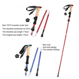 Trekking Poles Telescopic Ultralight Pole Anti Shock vandring Stick Folding Walking Cane Outdoor Sports Accessories 230617