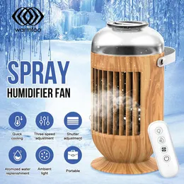 Humidifiers Portable Air Conditioning Usb Air Cooler Spray Humidifier 3 Color Light Water Cooling Fan Mini Air Conditioner for Home Office