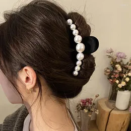 Hair Clips Charms Black Velvet Imitation Pearl Love Large Claw Headdress Hairpin Catch For Women Temperament Accessories