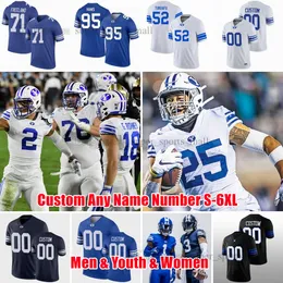 Anpassad S-6XL BYU Cougars College fotbollströjor Zach Wilson Jaren Hall Chase Roberts Christopher Brooks Lopini Katoa Nacua Hill Epps Holker Alla namnnummer Jersey