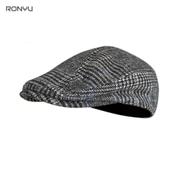 Berretti Autunno Cappelli casual unisex Berretto retrò da uomo Grigio scozzese Cappello sboy Duckbill Ivy Berretto piatto Visiere in cotone Cappellini NM19 230617