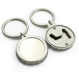 Smyckespåsar 5st/Lot Metal Beer Keychain Bottle Opener Zink Eloy Round With Keyrings Fit Cabochon Cameo för DIY -presenter Custom