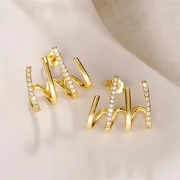 Ohrstecker NurmWung Mode Ohrstecker Vier-Krallen-Fassung Kubikzircon Damen Für Frauen Klaue Haken Clip Party Schmuck