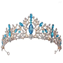 Saç klipsleri kmvexo mavi mor gül kristal kronlar barok vintage rhinestone tiaras kadınlar için gelin yarışçı diadem düğün aksesuarları