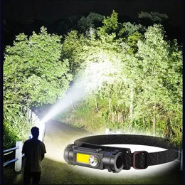 Headlamps Portable COB LED Head Lamp Light Car Inspect Flashlight USB Rechargeable Headlamp with Magnet Work for Camping 230617