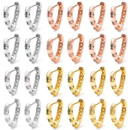 Hoop Earrings ESSFF Rose Gold/Silver/Gold Color V Shape Copper Zircon High-grade For Women Delicate Piercing Fine Earings