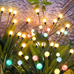 정원 장식 6/8/10 Led Solar Firefly Lights Solar Garden Lawn Light 안뜰 안뜰 정원 장식을위한 야외 방수 동요 태양열 230617
