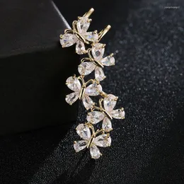 Brincos traseiros 1 peça clipe de flor de zircônia cúbica de cor dourada para mulheres Ear Cuff acessórios de temperamento da moda