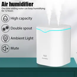 Essential Oils Diffusers 2000ML USB Air Humidifier Double Spray Port Oil Aromatherapy Humificador Cool Mist Maker Fogger Purify for Home Office 230617